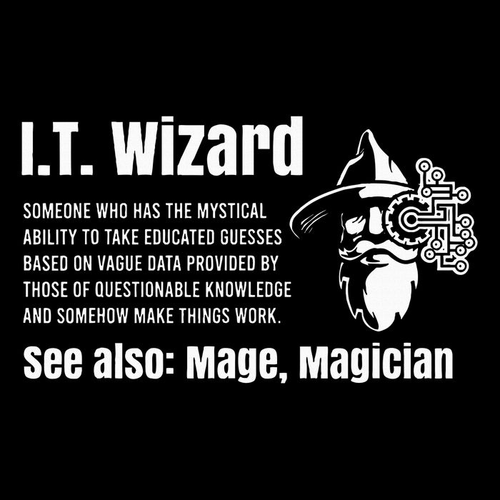 Funny Information Technology Support Computer Tech It Wizard Button