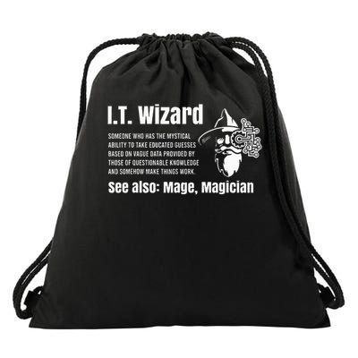 Funny Information Technology Support Computer Tech It Wizard Drawstring Bag