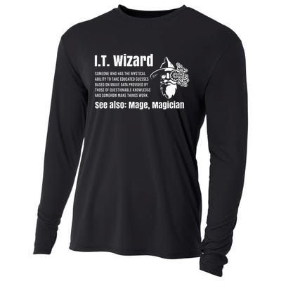 Funny Information Technology Support Computer Tech It Wizard Cooling Performance Long Sleeve Crew