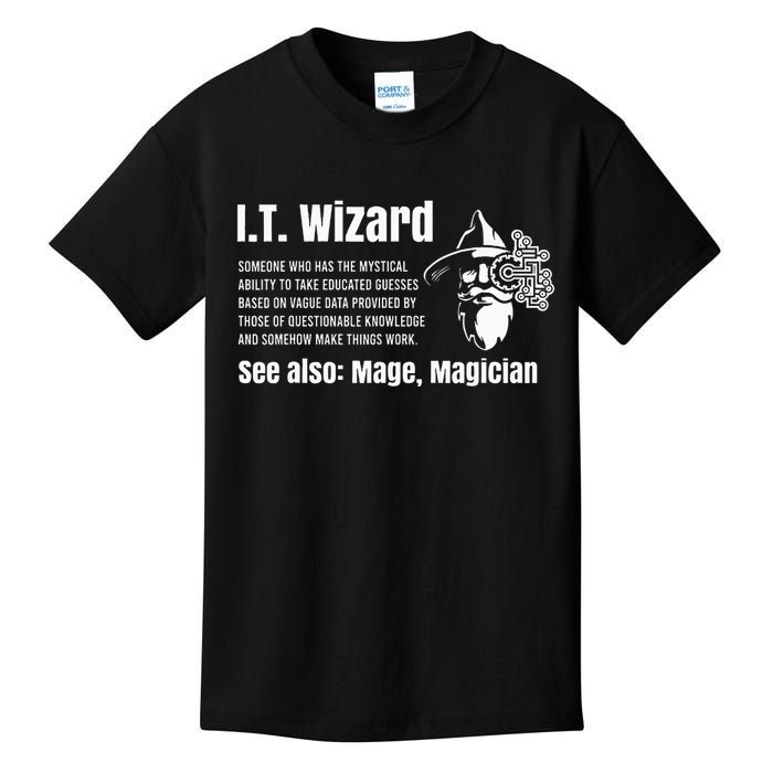 Funny Information Technology Support Computer Tech It Wizard Kids T-Shirt