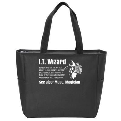 Funny Information Technology Support Computer Tech It Wizard Zip Tote Bag