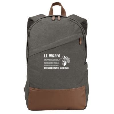 Funny Information Technology Support Computer Tech It Wizard Cotton Canvas Backpack