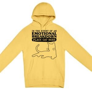 Funny In The Event Of An Emotional Breakdown Place Cat Here Premium Pullover Hoodie