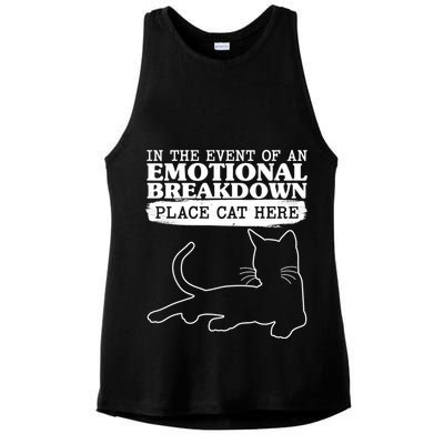 Funny In The Event Of An Emotional Breakdown Place Cat Here Ladies PosiCharge Tri-Blend Wicking Tank