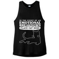 Funny In The Event Of An Emotional Breakdown Place Cat Here Ladies PosiCharge Tri-Blend Wicking Tank