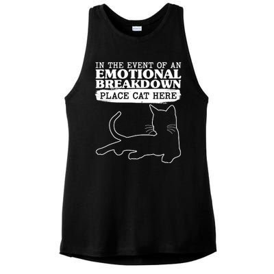 Funny In The Event Of An Emotional Breakdown Place Cat Here Ladies PosiCharge Tri-Blend Wicking Tank