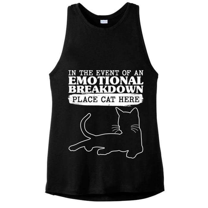 Funny In The Event Of An Emotional Breakdown Place Cat Here Ladies PosiCharge Tri-Blend Wicking Tank