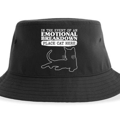 Funny In The Event Of An Emotional Breakdown Place Cat Here Sustainable Bucket Hat