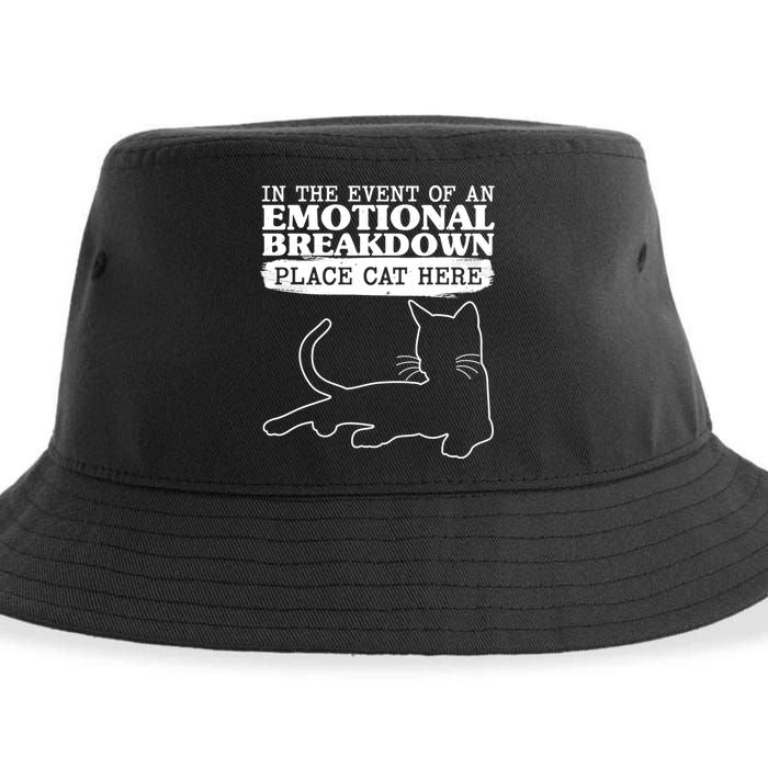 Funny In The Event Of An Emotional Breakdown Place Cat Here Sustainable Bucket Hat