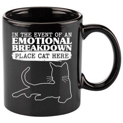 Funny In The Event Of An Emotional Breakdown Place Cat Here 11oz C Handle Ceramic Mug