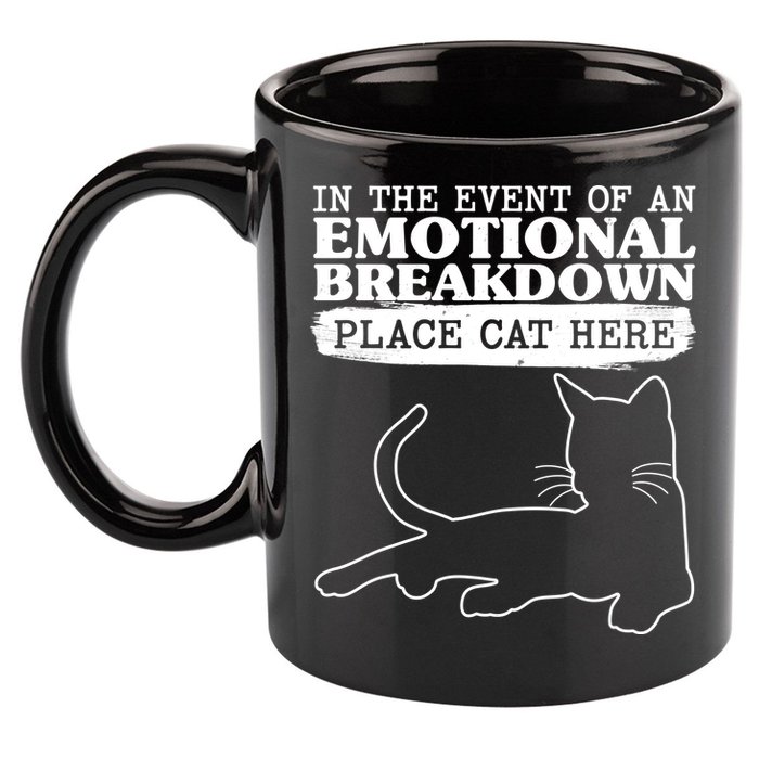 Funny In The Event Of An Emotional Breakdown Place Cat Here 11oz C Handle Ceramic Mug