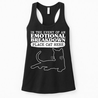 Funny In The Event Of An Emotional Breakdown Place Cat Here Womens Tank Top