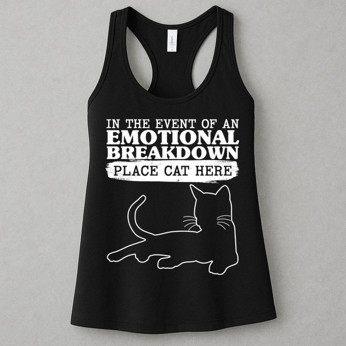 Funny In The Event Of An Emotional Breakdown Place Cat Here Womens Tank Top