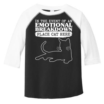 Funny In The Event Of An Emotional Breakdown Place Cat Here Toddler Fine Jersey T-Shirt