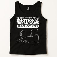 Funny In The Event Of An Emotional Breakdown Place Cat Here Tank Top