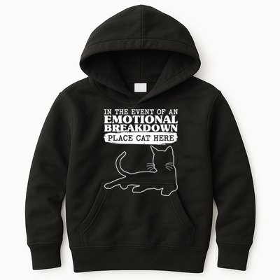 Funny In The Event Of An Emotional Breakdown Place Cat Here Kids Hoodie