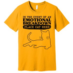 Funny In The Event Of An Emotional Breakdown Place Cat Here Premium T-Shirt