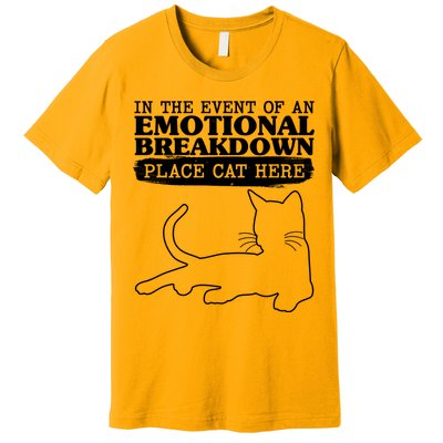 Funny In The Event Of An Emotional Breakdown Place Cat Here Premium T-Shirt