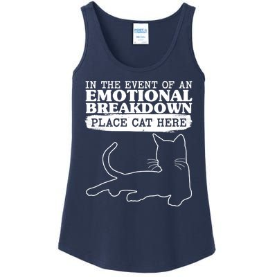 Funny In The Event Of An Emotional Breakdown Place Cat Here Ladies Essential Tank