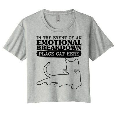 Funny In The Event Of An Emotional Breakdown Place Cat Here Women's Crop Top Tee