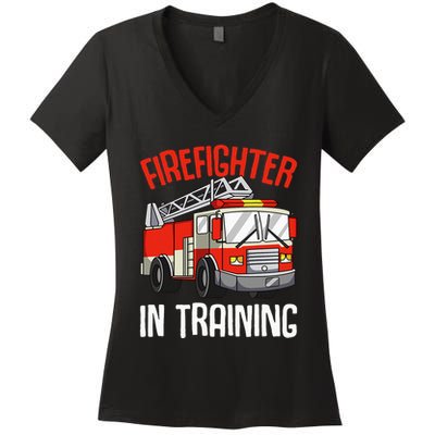Firefighter in Training Fireman funny Firefighting Women's V-Neck T-Shirt