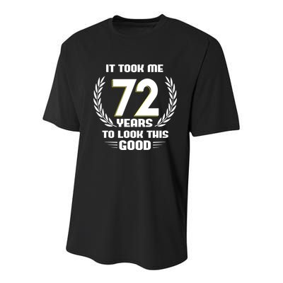 Funny It Took Me 72 Years To Look This Good Happy 72nd Birthday Youth Performance Sprint T-Shirt