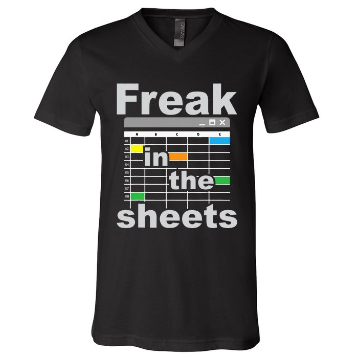 Freak In The Sheets Funny Accountant Analyst Secretary V-Neck T-Shirt