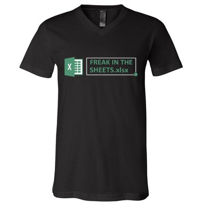 Freak In The Sheets Funny Excel V-Neck T-Shirt