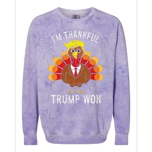 Funny IM Thankful Trump Won Took America Back Thanksgiving Colorblast Crewneck Sweatshirt