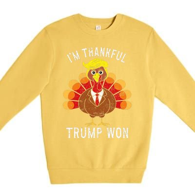 Funny IM Thankful Trump Won Took America Back Thanksgiving Premium Crewneck Sweatshirt