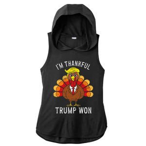 Funny IM Thankful Trump Won Took America Back Thanksgiving Ladies PosiCharge Tri-Blend Wicking Draft Hoodie Tank