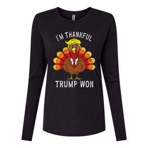 Funny IM Thankful Trump Won Took America Back Thanksgiving Womens Cotton Relaxed Long Sleeve T-Shirt