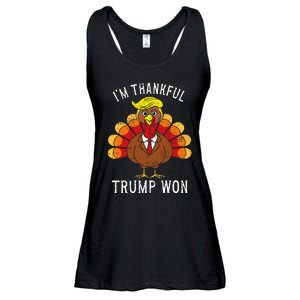 Funny IM Thankful Trump Won Took America Back Thanksgiving Ladies Essential Flowy Tank