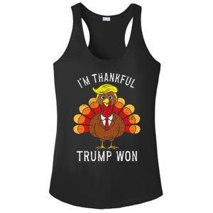 Funny IM Thankful Trump Won Took America Back Thanksgiving Ladies PosiCharge Competitor Racerback Tank