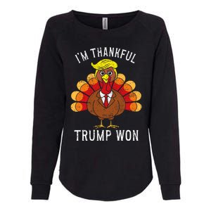 Funny IM Thankful Trump Won Took America Back Thanksgiving Womens California Wash Sweatshirt