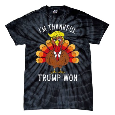 Funny IM Thankful Trump Won Took America Back Thanksgiving Tie-Dye T-Shirt