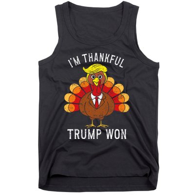 Funny IM Thankful Trump Won Took America Back Thanksgiving Tank Top