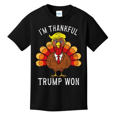 Funny IM Thankful Trump Won Took America Back Thanksgiving Kids T-Shirt