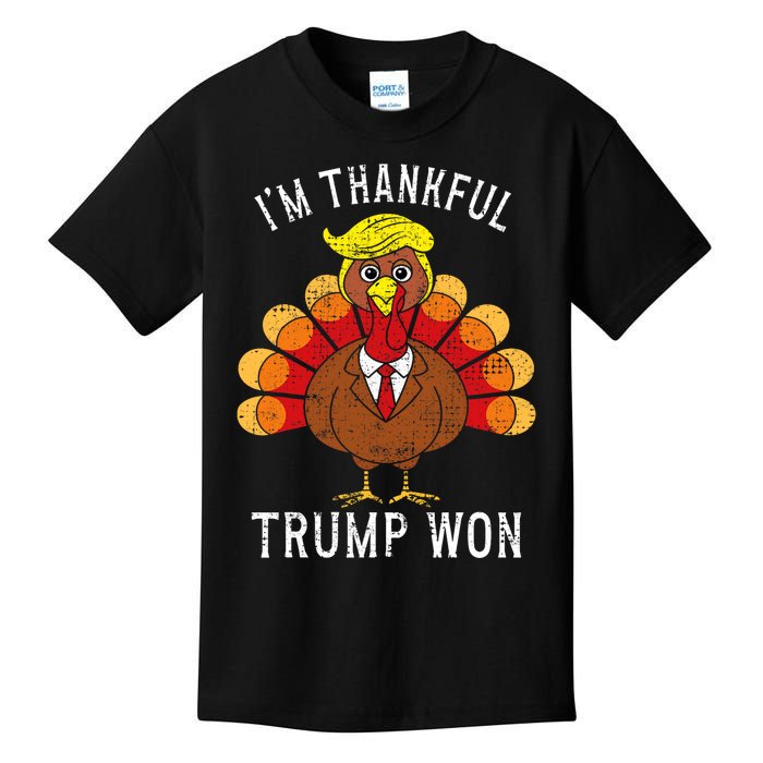 Funny IM Thankful Trump Won Took America Back Thanksgiving Kids T-Shirt