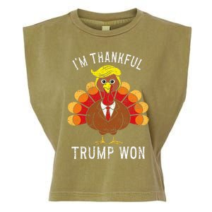 Funny IM Thankful Trump Won Took America Back Thanksgiving Garment-Dyed Women's Muscle Tee