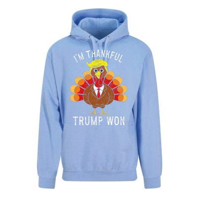 Funny IM Thankful Trump Won Took America Back Thanksgiving Unisex Surf Hoodie