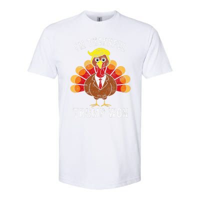 Funny IM Thankful Trump Won Took America Back Thanksgiving Softstyle CVC T-Shirt