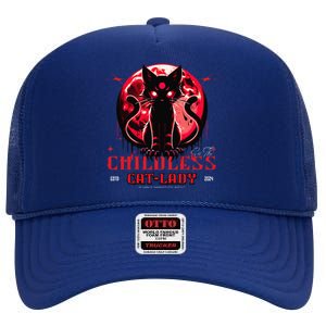 Funny IM The Childless Cat Lady Jd Vance Warned You About High Crown Mesh Back Trucker Hat