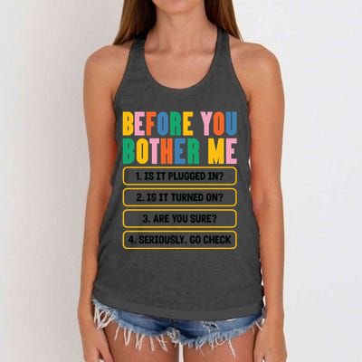 Funny Information Technology Tech Technical Support Humor Gift Women's Knotted Racerback Tank