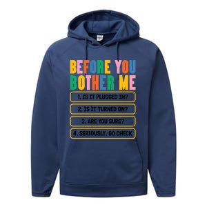 Funny Information Technology Tech Technical Support Humor Gift Performance Fleece Hoodie