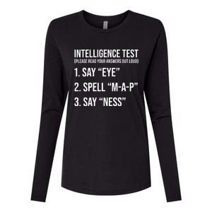 Funny Intelligence Test Womens Cotton Relaxed Long Sleeve T-Shirt