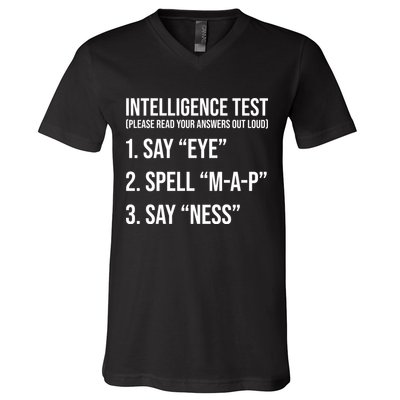 Funny Intelligence Test V-Neck T-Shirt