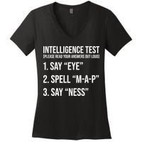 Funny Intelligence Test Women's V-Neck T-Shirt