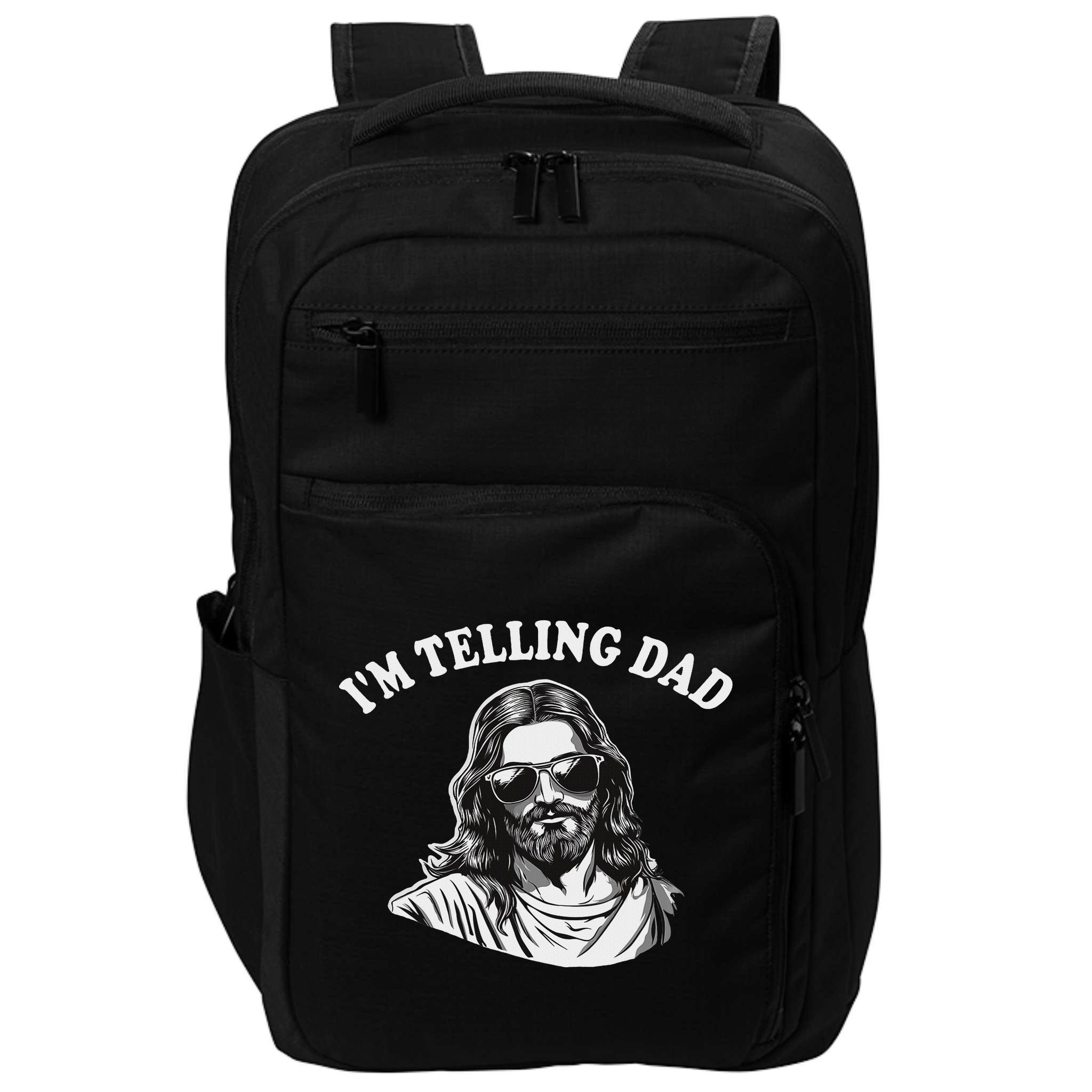 Funny I'm Telling Dad Religious Christian Jesus Meme Impact Tech Backpack