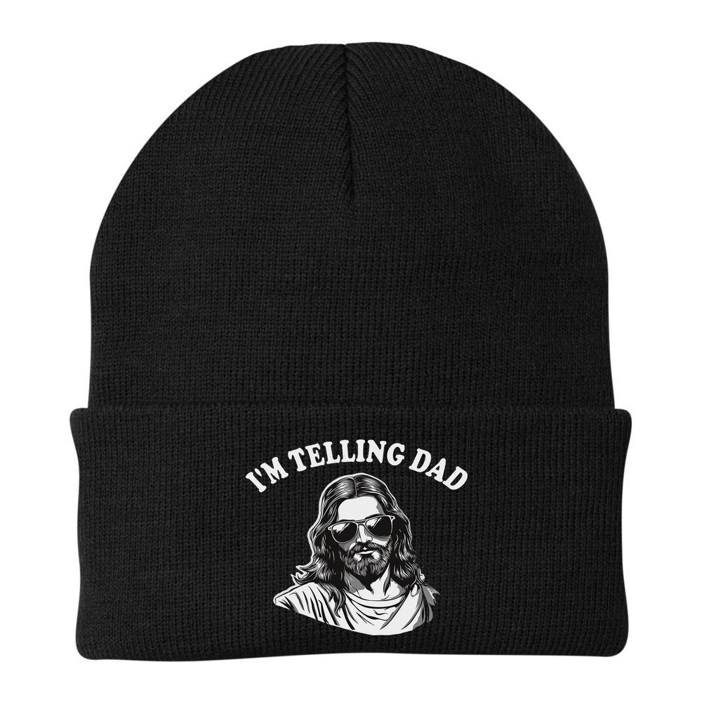 Funny I'm Telling Dad Religious Christian Jesus Meme Beanie